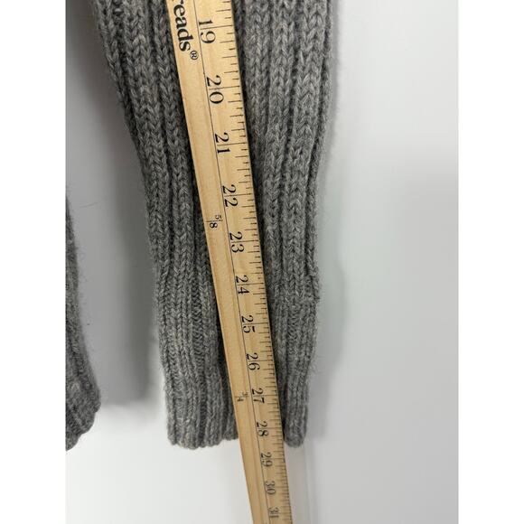 Vintage J.Crew 100% Wool Cable Knit Collared Cardigan Sweater Gray Women L - Picture 7 of 7